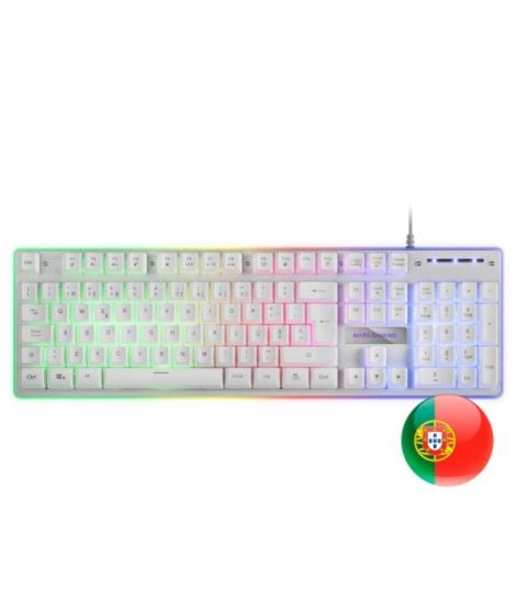 Mars Gaming MK220 Teclado Hibrido H-MECH - Iluminacion FRGB Rainbow Halo - Diseño Ergonomico - Panel de Aluminio - Anti-Ghosting