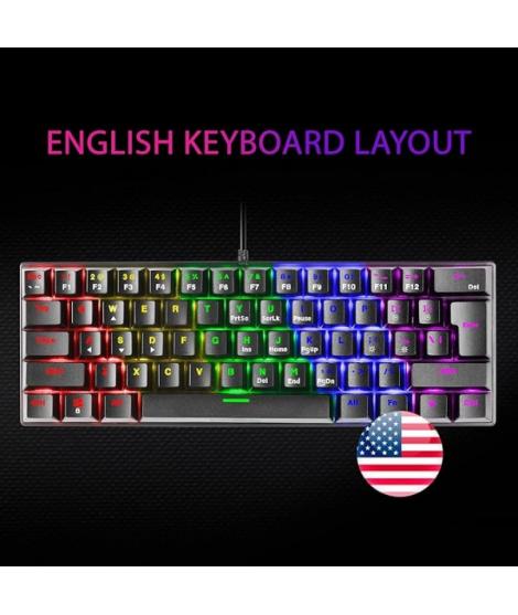 Mars Gaming MK60 Teclado Gaming Mecanico - Ultra-compacto 60% - Iluminacion RGB - Switches Antipolvo - Teclas Imborrables - Mult