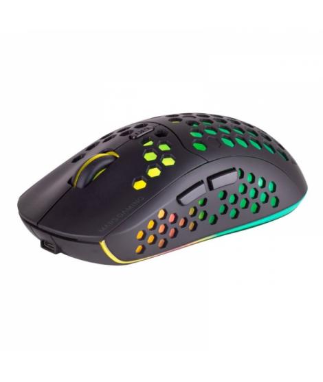 Mars Gaming MMW3 Raton Inalambrico Ultraligero - RGB Flow - Sensor Optico 3200 DPI - Switches HUANO - Conexion 2.4G - Bateria Re