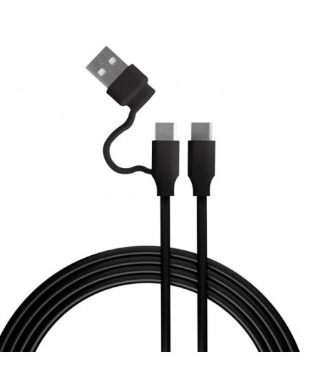 FR-TEC Cable de Carga USB-C a USB-C con Adaptador USB-A - Compatible con los Puertos PS5 - Longitud 3m - Color Negro