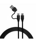 FR-TEC Cable de Carga USB-C a USB-C con Adaptador USB-A - Compatible con los Puertos PS5 - Longitud 3m - Color Negro