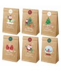 Dohe Navidad Pack de 12 Bolsas de Papel Kraft 22x12x8cm - 2 Bolsas por Modelo - Alta Resistencia