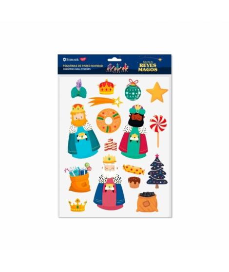 Bismark Pack de Pegatinas de Pared Navideñas - Incluyen los 3 Reyes Magos - Diseños Surtidos