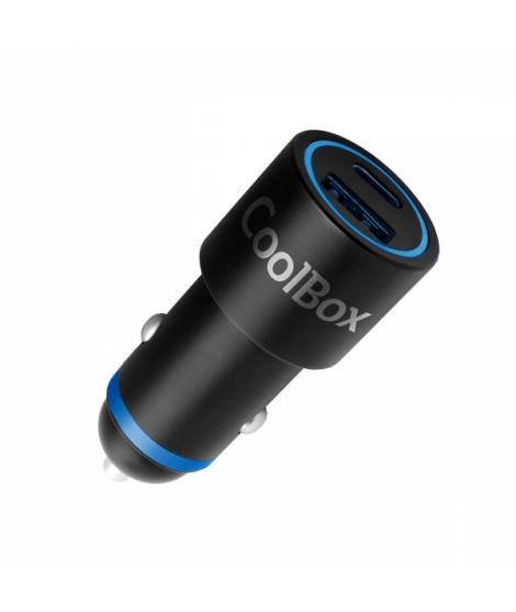 Coolbox Cargador Coche 48W - USB-A/USB-C - Alta Potencia - Carga Rapida - Dual Portabilidad - Color Negro