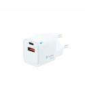 Coolbox Cargador de Pared GaN 20W USB-C/USB-A Carga Rapida - Compacto - Dual USB - Eficiencia Energetica - Color Blanco