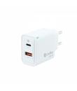 Coolbox Cargador de Pared GaN 30W USB-C/USB-A Carga Rapida - Compacto - Dual USB - Eficiencia Energetica. - Color Blanco