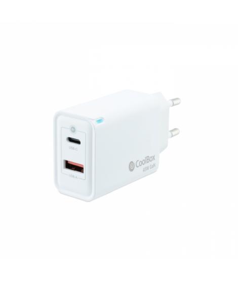 Coolbox Cargador de Pared GaN 45W USB-C/USB-A Carga Rapida - Compacto - Compatible con Multiples Dispositivos - Tecnologia Avanz