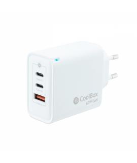 Coolbox Cargador de Pared GaN 65W USB-C/USB-C/USB-A Carga Rapida - Tecnologia GaN - Compatible con Multiples Dispositivos - Dise