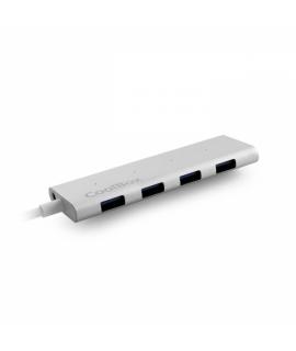 Coolbox HUBALU3 Hub USB-C - 4 Puertos USB 3.0 - Aluminio Resistente - Conexion Rapida y Segura - Color Gris