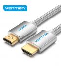 Vention Cable HDMI 2.0 - Trenzado Textil - Contactos Dorados - Soporte 4K, HDR, 3D - Apantallado - Color Plata