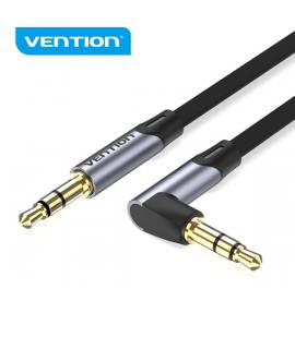 Vention Cable Auxiliar Estereo - Angulo 90° - Chapado en Oro - Conductor de Cobre - Revestimiento de Aluminio - Color Gris