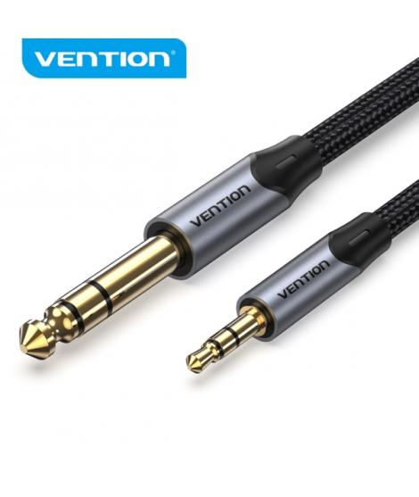 Vention Cable de Conexion Stereo - Jack 3.5mm a Jack 6.3mm - 5m - Contactos Dorados - Aislamiento PVC - Color Gris