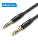 Vention Cable de Audio - Conectores Jack 3.5" - Chapado en Oro - Carcasa de Aluminio - Longitud 3m - TPE Duradero - Color Negro