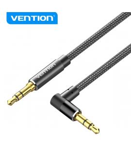 Vention Cable de Audio - Conector Angulo 90º - Chapado en Oro - Carcasa de Aluminio - Cobre Esmaltado - TPE Trenzado - Color Neg