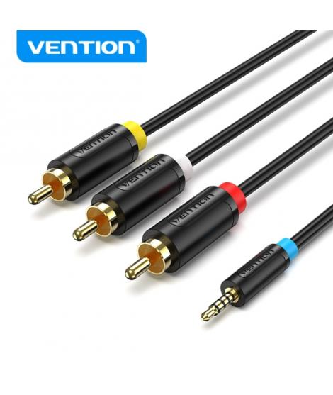 Vention Cable Jack 2.5 mm a 3 RCA - Conexion Versatil - Compatible con TV Antiguas - Color Negro