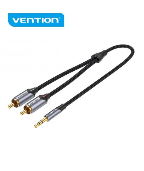 Vention Cable de Audio RCA - Sonido Hi-Fi - Cancelacion de Ruido - Conductor de Cobre 29AWG - Interfaz Bañada en Oro - Color Gri