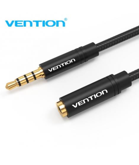 Vention BHBBI Cable de Extension de Audio - Estereo - Contactos Bañados en Oro - Diametro 3.5 mm - Color Negro