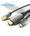 Vention CGTBF Cable Conversor HDMI 2.0 4K - USB Tipo-C a HDMI - Fuente de Alimentacion USB - Resolucion 4K 60Hz - Color Negro