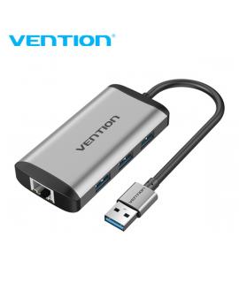 Vention CKBHB HUB USB x3 Ethernet - USB 3.0 - Gigabit Ethernet - 1200 Mbps - Compatible con USB-A/USB-C - Certificacion CE - Col