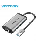 Vention CKBHB HUB USB x3 Ethernet - USB 3.0 - Gigabit Ethernet - 1200 Mbps - Compatible con USB-A/USB-C - Certificacion CE - Col