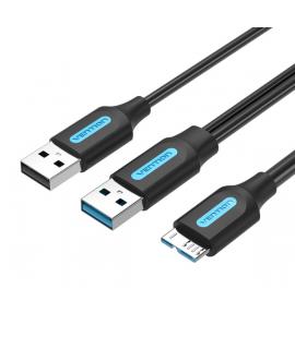 Vention Cable USB 3.0 A-Micro-B Alta Velocidad 5Gbps - Conductor de Cobre Esmaltado - Fuente de Alimentacion 3A - Color Negro