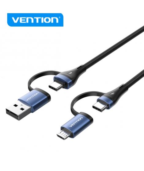 Vention Cable 4 en 1 USB-C - Carga Rapida 100W - Transferencia 480 Mbps - Chip E-Marker - Construccion Trenzada Duradera - Color