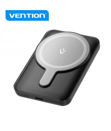 Vention PowerBank 5000mAh Magnetico Inalambrico - USB-C Dual - Carga Rapida 20W - Display Luminoso - Color Negro