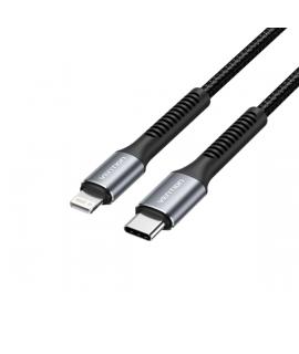 Vention Cable de Carga Lightning/USB-C - Velocidad 480Mbps - Material Aluminio/PVC - Potencia 60W - Color Negro