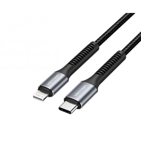 Vention Cable de Carga Lightning/USB-C - Velocidad 480Mbps - Material Aluminio/PVC - Potencia 60W - Color Negro