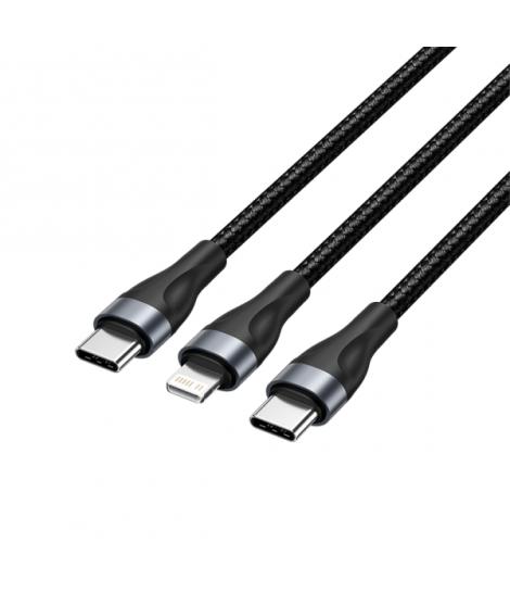 Vention Cable de Carga USB-C a USB-C y Lightning - 480Mbps - Aluminio/PVC - 3A/27W/60W - Color Negro