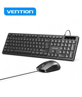 Vention KTC Teclado y Raton Ergonomico - 104 Teclas - Sensor 1200 DPI - Plug and Play - Amplia Compatibilidad - Color Negro