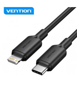 Vention Cable USB-C a Lightning - Conector niquelado - Potencia 27W - Corriente 3A - Color Negro