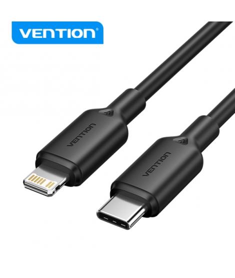 Vention Cable USB-C a Lightning - Conector niquelado - Potencia 27W - Corriente 3A - Color Negro