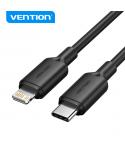 Vention Cable USB-C a Lightning - Conector niquelado - Potencia 27W - Corriente 3A - Color Negro