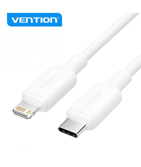 Vention Cable USB-C a Lightning - Conector Niquelado - Potencia 27W - Corriente maxima 3A - Color Blanco