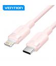 Vention Cable de Carga USB-C/Lightning - Aluminio Trenzado - 480Mbps - 3A - 27W Max - Color Rosa