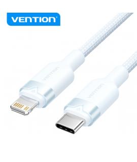 Vention Cable de Carga USB-C/Lightning - Aluminio y Algodon Trenzado - 480Mbps - 3A - 27W Max - Color Azul