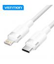 Vention Cable de Carga USB-C/Lightning - Aluminio Trenzado - 480Mbps - 3A - 27W Max - Color Blanco