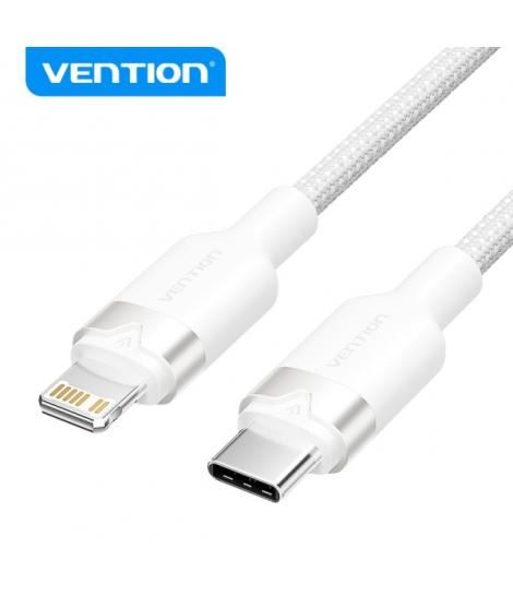 Vention Cable de Carga USB-C/Lightning - Aluminio Trenzado - 480Mbps - 3A - 27W Max - Color Blanco