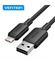 Vention Cable USB 2.0 Lightning - Galvanizado Nickel - Transmision 480Mbps - Salida 2.4A - Color Negro