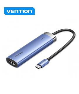 Vention T6E Estacion de Acoplamiento USB-C 5 en 1 - Transferencia 5 Gbps - Pantalla 4K - Carga Rapida 100W - Color Azul