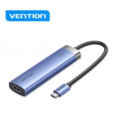 Vention T6E Estacion de Acoplamiento USB-C 5 en 1 - Transferencia 5 Gbps - Pantalla 4K - Carga Rapida 100W - Color Azul