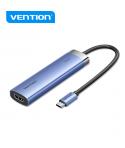 Vention T6E Estacion de Acoplamiento USB-C 5 en 1 - Transferencia 5 Gbps - Pantalla 4K - Carga Rapida 100W - Color Azul