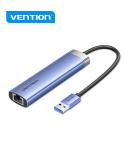 Vention Hub USB 3.0 5 en 1 - Transferencia 5 Gbps - Puerto Gigabit Ethernet - Amplia Compatibilidad - Control Termico Eficiente 