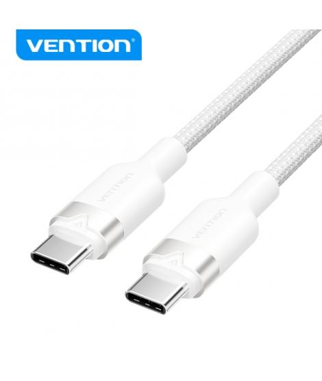 Vention Cable USB 2.0 Niquelado - 60W - 3A - 480Mbps - PVC + Aluminio - Color Blanco