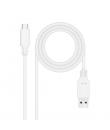 Nanocable Cable 2.0 3A USB-C Macho a USB-A Macho - Longitud 0.50m - Color Blanco