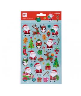 Apli Bolsa con 31 Pegatinas Navideñas Papa Noel - Adhesivo Permanente - Diseños Surtidos - Ideal para Decorar Regalos y Tarjetas