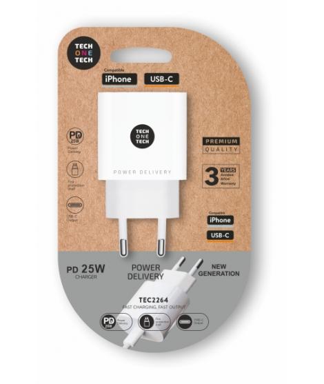 TechOneTech Cargador de Pared USB-C PD 3.0 25W - Ultrarapido