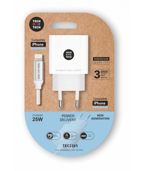 TechOneTech Cargador de Pared PD 25W + Cable USB-C a Lightning