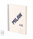 Milan Serie 1918 Cuaderno Espiral Formato A5 Cuadricula 5x5mm - 80 Hojas de 95 gr/m2 - Microperforado, 2 Taladros - Color Beige